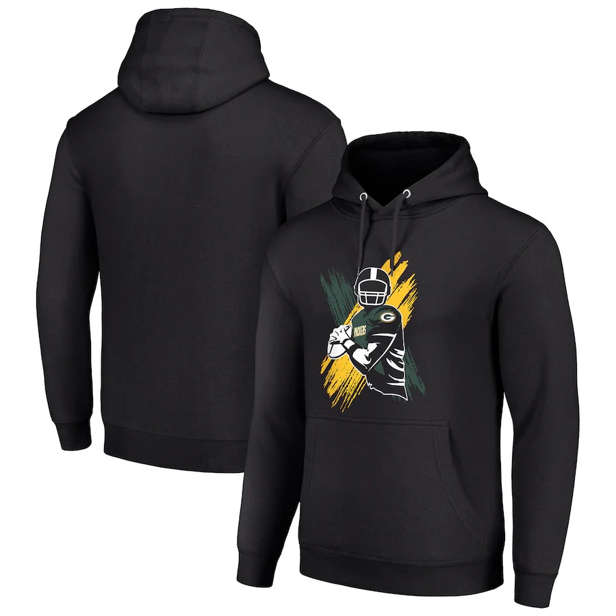 Men green bay packers black 2024 NFL hoodie